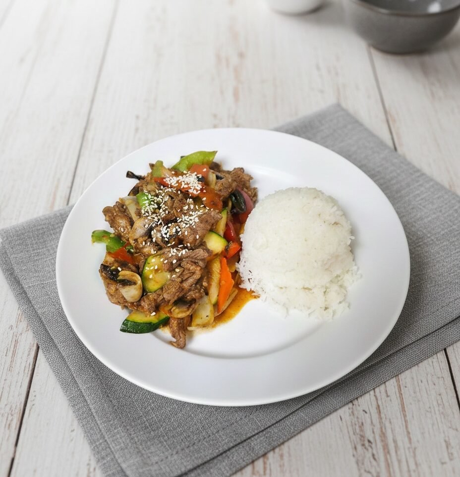 Bœuf ou Poulet sauté au basilic